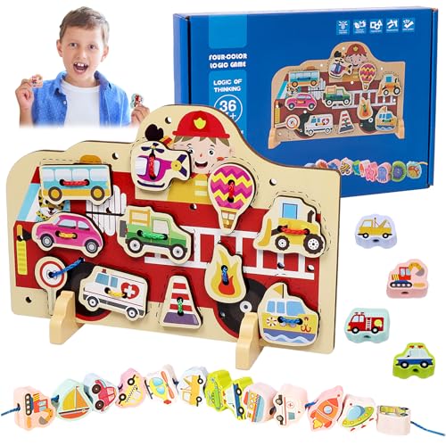 Fädelspiel, Montessori Spielzeug ab 2 3 4 5 Jahren für Kinder, Enthält 25 Fädelperlen in Verschiedenen Autoformen, Pädagogisches Holz Stapel, Fördert die Feinmotorik, Geschenke für Jungen & Mädchen Fädelspiel, Montessori Spielzeug ab 2 3 4 5 Jahren für Kinder, Enthält 25 Fädelperlen in Verschiedenen Autoformen, Pädagogisches Holz Stapel, Fördert die Feinmotorik, Geschenke für Jungen & Mädchen von Leonshco