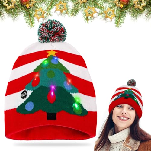 LED Weihnachtsmützen, Unisex-Weihnachts Mütze, Warme Mütze mit Licht Kinder, Strickmütze, Christbaumschmuck Mütze, Nikolausmütze, Einheitsgröße, Winter Schnee Hut für Weihnachtsfeier Familienfeiern LED Weihnachtsmützen, Unisex-Weihnachts Mütze, Warme Mütze mit Licht Kinder, Strickmütze, Christbaumschmuck Mütze, Nikolausmütze, Einheitsgröße, Winter Schnee Hut für Weihnachtsfeier Familienfeiern von Leonshco