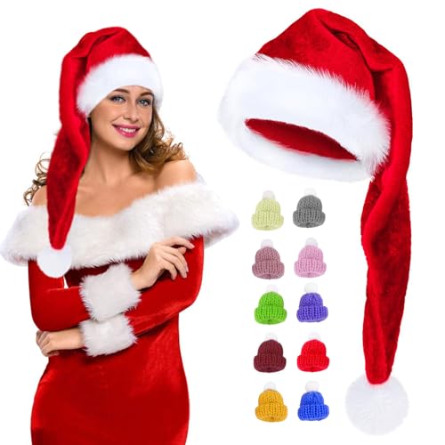 Weihnachtsmütze Nikolausmütze, Roter Plüsch Weihnachtsmann Mütze & 10 Mini Hüte, Weihnachts Mütze mit Dickem Fellrand, Warme Weihnachtsparty-Accessoires, 32 X 75 Cm, Geeignet für Erwachsene und Kinder Weihnachtsmütze Nikolausmütze, Roter Plüsch Weihnachtsmann Mütze & 10 Mini Hüte, Weihnachts Mütze mit Dickem Fellrand, Warme Weihnachtsparty-Accessoires, 32 X 75 Cm, Geeignet für Erwachsene und Kinder von Leonshco
