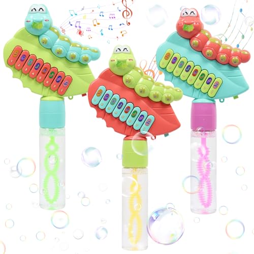Seifenblasen Kinder, 3 Stück Caterpillar Mini Seifenblasen Stab, Tragbarer Elektronisches Klavierseifenblasenstab mit 8 Tönen, Kann für Sommerunterhaltung, Outdoor Partys, Geburtstage, Kindergeschenke Seifenblasen Kinder, 3 Stück Caterpillar Mini Seifenblasen Stab, Tragbarer Elektronisches Klavierseifenblasenstab mit 8 Tönen, Kann für Sommerunterhaltung, Outdoor Partys, Geburtstage, Kindergeschenke von Leonshco