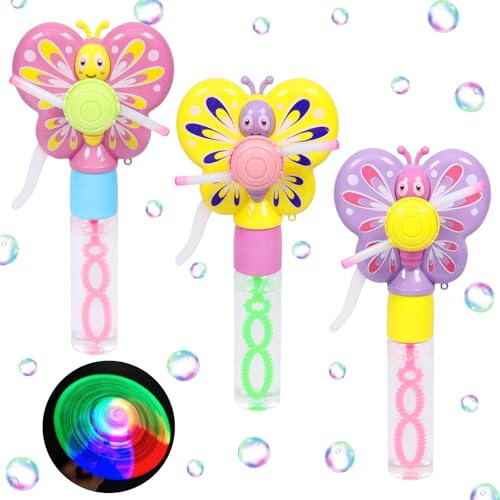 Seifenblasen Kinder, 3 Stück Mini Seifenblasen Stab, Farbenfrohe Schmetterling Seifenblasenstab mit Leuchtender Funktion, Können für Sommerunterhaltung, Outdoor, Partys, Geburtstage und Geschenk Seifenblasen Kinder, 3 Stück Mini Seifenblasen Stab, Farbenfrohe Schmetterling Seifenblasenstab mit Leuchtender Funktion, Können für Sommerunterhaltung, Outdoor, Partys, Geburtstage und Geschenk von Leonshco
