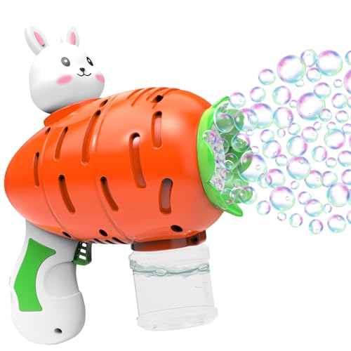 Seifenblasenmaschine Kinder, Vollautomatische Seifenblasenpistole, Karottenhase Seifenblasen Pistole Osterspielzeug mit 2 Flaschen Seifenblasenflüssigkeit, Bubble Gun für Outdoor, Geburtstage, Partys Seifenblasenmaschine Kinder, Vollautomatische Seifenblasenpistole, Karottenhase Seifenblasen Pistole Osterspielzeug mit 2 Flaschen Seifenblasenflüssigkeit, Bubble Gun für Outdoor, Geburtstage, Partys von Leonshco