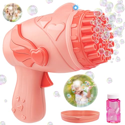 Seifenblasenpistole für Kinder, 26-Loch Seifenblasen Pistole, Elektrische Seifenblasenmaschine mit Seifenblasenlösung, Bubble Gun Geschenk Geeignet für Geburtstage, Outdoor, Partys, Hochzeiten (Rosa) Seifenblasenpistole für Kinder, 26-Loch Seifenblasen Pistole, Elektrische Seifenblasenmaschine mit Seifenblasenlösung, Bubble Gun Geschenk Geeignet für Geburtstage, Outdoor, Partys, Hochzeiten (Rosa) von Leonshco