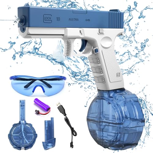 Wasserpistole Elektrisch, Kinder Erwachsene Wasserspritzpistole Elektrische Wasserpistole Große Reichweite 16FT, 60CC + 500CC Große Kapazität Wasserpistolen für Pool Strand Party Sommer Spielzeug von Leonshco