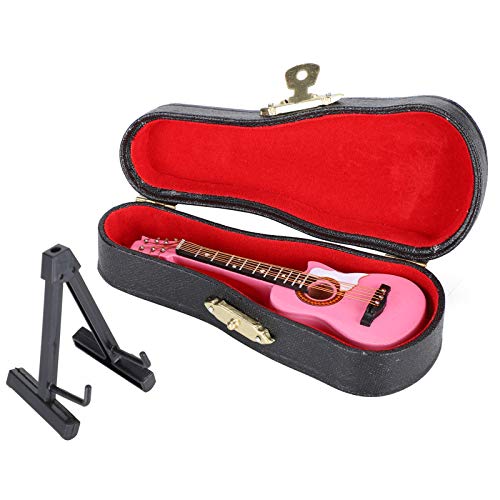Winzige Prop-Gitarre, Gitarren-Requisite für Kostüme, Miniatur-Musikinstrumente, Miniatur-Gitarre aus Holz mit Ständer und Koffer, Mini-Musikinstrument, Miniat von Leopacat