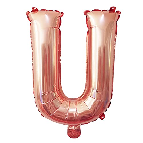 Lepep 40 cm Roségold Luftballons Zahlen von 0 bis 9 Buchstaben von A bis Z Party Deko Ballons für Geburtstag Babydusche Brautparty Hochzeit Abschlussball Folienballons Dekoration (Buchstabe U) von Lepep