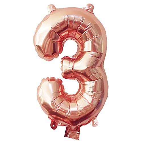 Lepep 40 cm Roségold Luftballons Zahlen von 0 bis 9 Buchstaben von A bis Z Party Deko Ballons für Geburtstag Babydusche Brautparty Hochzeit Abschlussball Folienballons Dekoration (Zahl 3) von Lepep