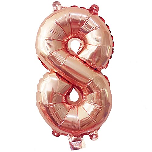 Lepep 40 cm Roségold Luftballons Zahlen von 0 bis 9 Buchstaben von A bis Z Party Deko Ballons für Geburtstag Babydusche Brautparty Hochzeit Abschlussball Folienballons Dekoration (Zahl 8) von Lepep