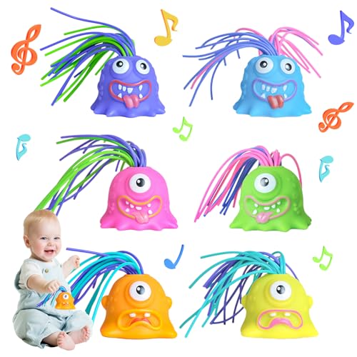 6 Stück Haare Ziehen Fidget Spielzeug, Anti Stress Monster mit Schreihals, Haarziehendes Zappelspielzeug mit Geräuschen, Lustiges Haare Ziehen Spielzeug für Kinder und Erwachsene von Lergas