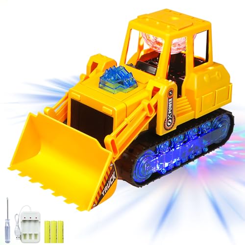 Bagger Sandkasten Spielzeug, Elektrischer Bagger Spielzeug Kinder, Bagger Sandspielzeug Automatisches Gehen mit Sound und Licht, Auto Kinderspielzeug Geschenk für Kinder ab 3 Jahren (Bulldozer) von Lergas