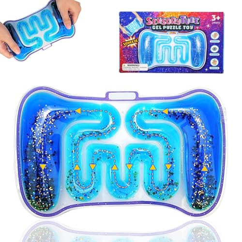 Blau Wasserbeutel Fidget Toys, Squeeze Wasserbeutel Sensorik Spielzeug Linderung von Stress und Ängsten, Anti Stress Wasserbeutel Fidget Toy mit Treibsand Goldpulver, Sensorik Spielzeug für Kinder (A) von Lergas