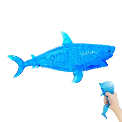 Haifisch Stressball, Squishy Haifisch Fidget Toys, Elastischer Haifisch Quetschball mit Wasserperlen, Haifisch Anti Stress Spielzeug, Antistress Haifisch Spielzeug für Kinder & Erwachsene (Haifisch) von Lergas
