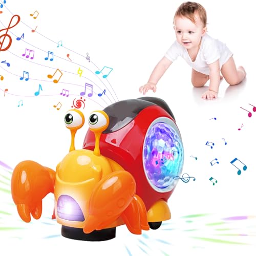 Krabbel Einsiedlerkrebs Baby Spielzeug, Krabbelspielzeug Baby mit Lichter und Musik, Elektrisches Einsiedlerkrebs Spielzeug Automatische Hindernisvermeidung, Krabbel Baby Spielzeug ab 6 Monate (C) von Lergas