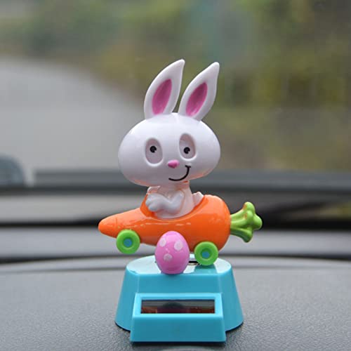 Lergas Solar Wackelfiguren Hase Wackelfigur Auto Winkende Hase Wackelfigur Solar Armaturenbrett Ornament Solar Wackelfiguren für Die Fensterbank Auto Büro Schreibtisch Deko von Lergas