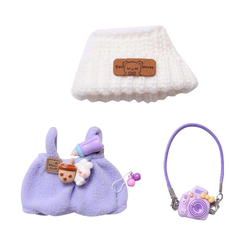 Puppenkleidung für 17cm Puppen, Kuscheltier Puppenkleidung Outfit, Puppenzubehör Puppe Kleidung, Puppen Outfits mit Mini-Kleidung Kameras Rucksäcke Flaschenanhänger, DIY Kinder Geschenke (A) von Lergas