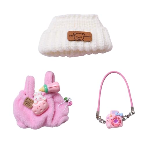 Puppenkleidung für 17cm Puppen, Kuscheltier Puppenkleidung Outfit, Puppenzubehör Puppe Kleidung, Puppen Outfits mit Mini-Kleidung Kameras Rucksäcke Flaschenanhänger, DIY Kinder Geschenke (D) von Lergas