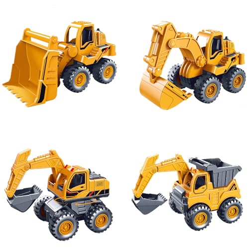 Sandspielzeug Bagger Baufahrzeuge, Sandkasten Spielzeug Bagger Dinosaurier, Bagger Radlader Kipplaster Sandspielzeug, Baufahrzeuge Spielzeug Auto für Jungen Mädchen Kinder ab 3 Jahren (4 Stück) von Lergas