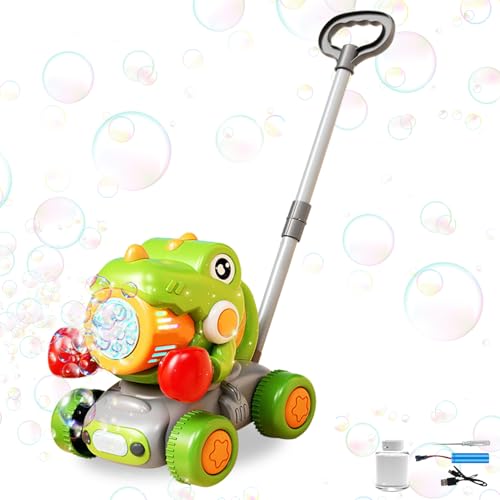Seifenblasenmaschine, Seifenblasenpistole Giraffe mit Seifenblasenflüssigkeit, Seifenblasenmaschine Kinder Handschub mit LED Licht, Seifenblasen Maschine ab 1 Jahr für Indoor Outdoor (Dinos) von Lergas