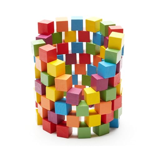 100pcs Kreatives Lernen Baustall Holzwürfel Block Set Für Kinder Lernen Und Bildung Spielzeug Farbenfrohe Block Set von Lerpwige