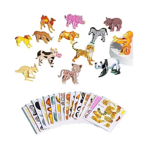 25 Blätter/Set Puzzle Toy Cartoon Tierthema 3D Puzzle Block Vorschule Bildungstraining Gehirnspielzeug Für Kleinkinder von Lerpwige