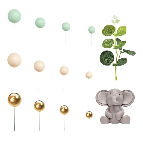 26-teiliges Baby-Elefanten-Kuchendekorationsset mit bunten und Figuren, Kuchendekorationen für Kindergeburtstage von Lerpwige