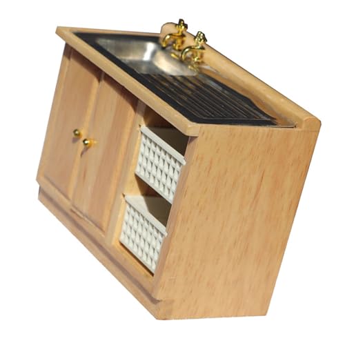 Holz Miniatur Waschbecken Schrank 1/12 Skala Küchenzubehör Für Spielzeughaus Küchen Und Badezimmer Realistische Designs Holz Miniatur Waschbecken Schrank 1/12 Skala Küchenzubehör Für Spielzeughaus Küchen Und Badezimmer Realistische Designs von Lerpwige