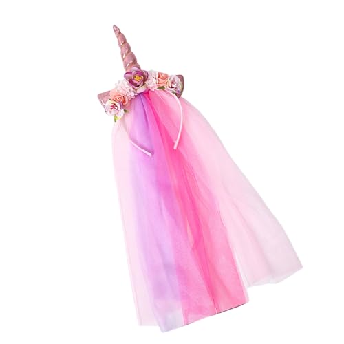 Horn Regenbogen Blume Stirnband Halloween Kopfbedeckung Halloween Party Foto Requisiten Blumenparty Kopfbedeckung Cosplay Zubehör Geburtstag Stirnband von Lerpwige
