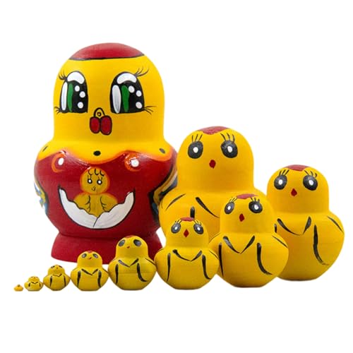 Lerpwige 10pieces Vintage Matryoshka Puppen Holz Russische Nistpuppen Set Cartoon Duck Thema Dolls Kulturgeschenke Home Decors Lerpwige 10pieces Vintage Matryoshka Puppen Holz Russische Nistpuppen Set Cartoon Duck Thema Dolls Kulturgeschenke Home Decors von Lerpwige
