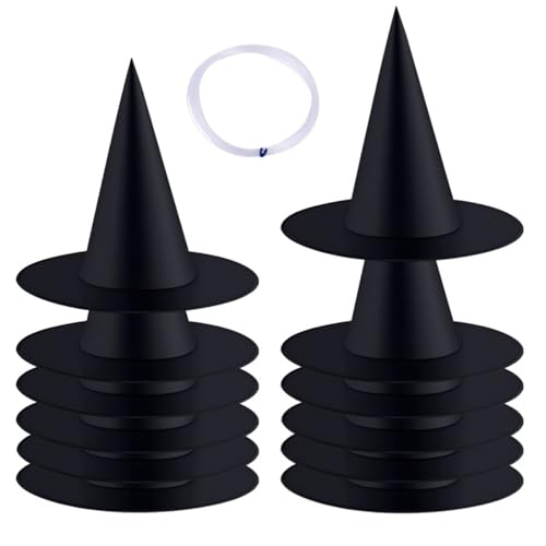 Lerpwige 12pcs Halloween Hexenhut Mit 35 Yards Hängenseil Für Frauen Hexenhut Kostüm Hexen Sie Für Halloween Party von Lerpwige