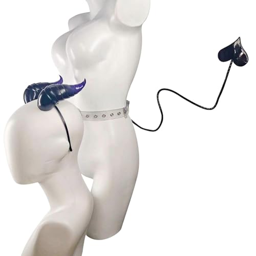 Lerpwige 2-teiliges Halloween-Teufelskostüm-Set, Teufelshorn-Stirnband und flexibler Herzschwanz für Halloween, Cosplay, Party-Zubehör, Kostüm-Set Lerpwige 2-teiliges Halloween-Teufelskostüm-Set, Teufelshorn-Stirnband und flexibler Herzschwanz für Halloween, Cosplay, Party-Zubehör, Kostüm-Set von Lerpwige