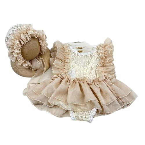 Lerpwige 2pcs/Set Baby Strampler Kleid Mit Passender Kopfbedeckung Dekorativer Fotoshootings Requisiten Für Neugeborene Fotografie Family Geting Baby Kee von Lerpwige