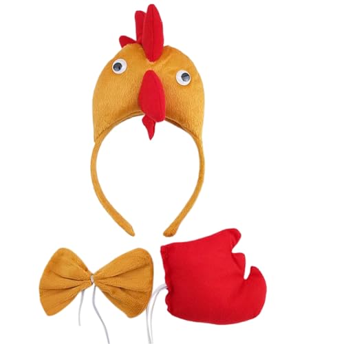 Lerpwige 3-teiliges Kinderkostüm mit Hahn, Heandband, Fliege und Schwanz, Halloween-Huhn-Kostüm Lerpwige 3-teiliges Kinderkostüm mit Hahn, Heandband, Fliege und Schwanz, Halloween-Huhn-Kostüm von Lerpwige