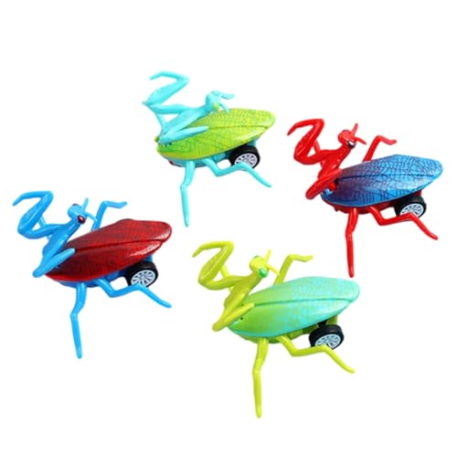 Lerpwige 4PCS Animal Friction Autos Ziehen Fahrzeugspielzeug Zurück Um Sichere Farbenfrohe Motorkenntnisentwicklungs Cartoon Insekten Aufzuziehen. von Lerpwige