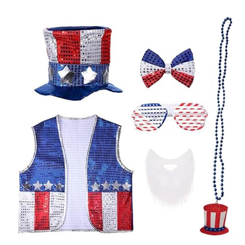 Lerpwige America Flag Costumes Accessoires Gefälschte Bartjacken Sonnenbrille Bart Für 4. Juli Unabhängigkeitstag Feier Costumes Accessoires von Lerpwige