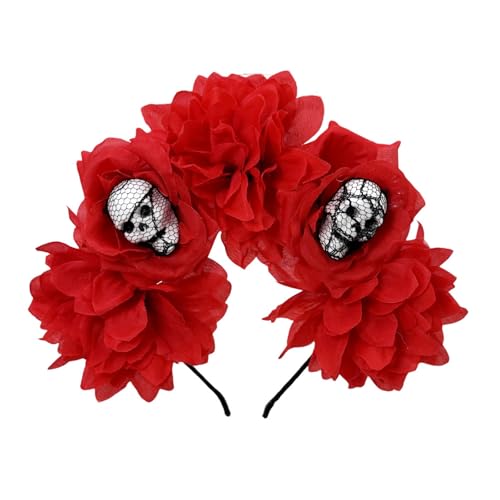 Lerpwige Day of the Deads Haarreif für Halloween, Cincos des Mayoes Party-Kostüm, Rose, Blumenkrone, Mexikaner, Kopfschmuck für Damen und Mädchen von Lerpwige