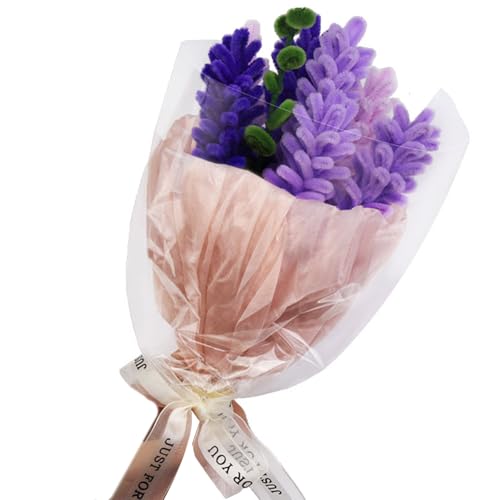 Lerpwige Diys Lavendel Bouquet Set Pipe Cleaner Bastelmittel Mit Blumenband Blumenstamm Draht Chenilles Stamm Thanksgiving Geschenk von Lerpwige