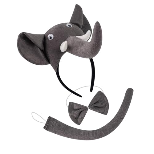 Lerpwige Elefanten-Kostüm-Set, Elefantenohren und Schwanz, Schleife, Handschuh, Tutus, Tier-Kostüm, Zubehör für Halloween, Cosplay, Halloween, Cosplay, Herren Lerpwige Elefanten-Kostüm-Set, Elefantenohren und Schwanz, Schleife, Handschuh, Tutus, Tier-Kostüm, Zubehör für Halloween, Cosplay, Halloween, Cosplay, Herren von Lerpwige