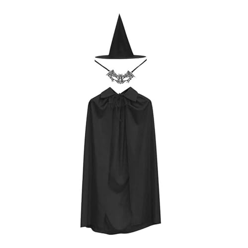 Lerpwige Frauen Kostüm Hexenhut Hexen Umhang Spitzen Augenmaske Für Halloween Maskerade Cosplay Erwachsene Halloween Kostümzubehör von Lerpwige