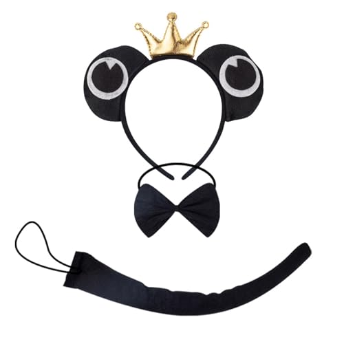 Lerpwige Frosch-Kostüm-Zubehör-Set, Frosch-Ohren, Stirnband, Schwanz, Fliege, Tier-Kostüm, für Halloween, Cosplay, Party-Zubehör von Lerpwige