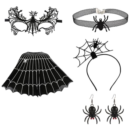 Lerpwige Girl Animal Cosplay Accessoires Halloween Food Dress Up Accessoires Cloak Eyemask Stirnband Halskette Ohrringe von Lerpwige