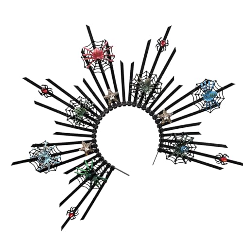 Lerpwige Gothic Spiders Stirnband Einstellbarer Punkrock Kopfstück Für Halloween Partys Cosplay Zubehör Verstellbare Plastik Stirnbänder von Lerpwige