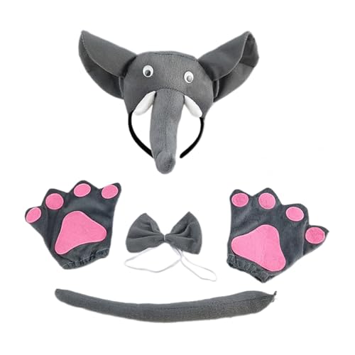 Lerpwige Halloween Elephant Kostüm Tierkleid Kits Beinhaltet Elefant Hairband Heck Bowtie Für Kid Halloween Cosplay Party von Lerpwige