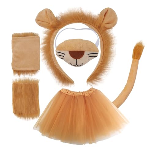 Lerpwige Halloween Kostüm Tierkleid Kits Beinhaltet Löwenhaarband Schwanz Bowtie Für Kid Halloween Cosplay Party von Lerpwige