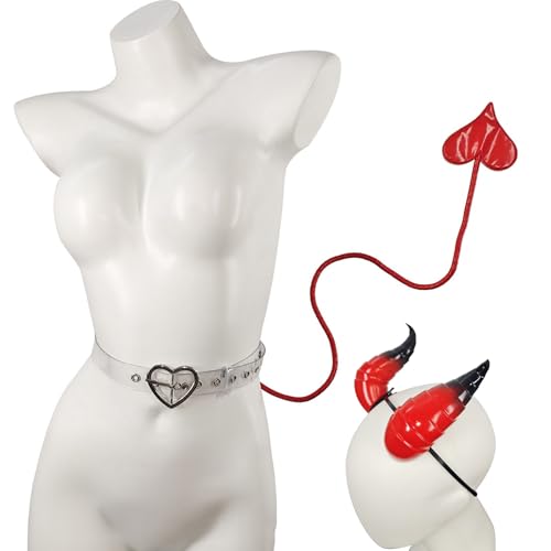 Lerpwige Halloween-Teufelskostüm-Set, Teufelshörner, Stirnband mit Schwanz, Halloween, Cosplay, Party-Zubehör, Erwachsene, Damen, Herren, Cosplay, Party-Zubehör Lerpwige Halloween-Teufelskostüm-Set, Teufelshörner, Stirnband mit Schwanz, Halloween, Cosplay, Party-Zubehör, Erwachsene, Damen, Herren, Cosplay, Party-Zubehör von Lerpwige