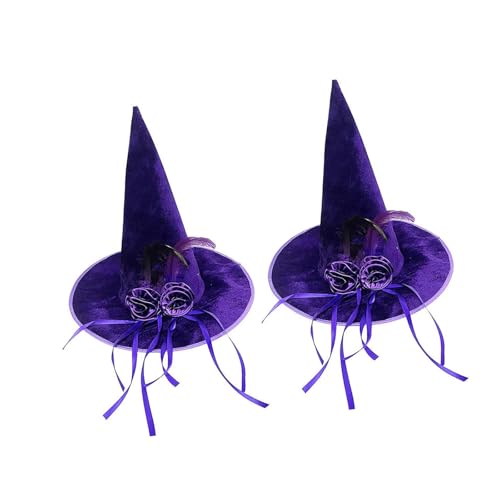 Lerpwige Hexenhut, weich, samtig, spitz, Partyhut mit Stoffblume, detaillierter Rand, Halloween-Accessoire, Halloween-Rollenspiele, Hut mit Gaze-Blume Lerpwige Hexenhut, weich, samtig, spitz, Partyhut mit Stoffblume, detaillierter Rand, Halloween-Accessoire, Halloween-Rollenspiele, Hut mit Gaze-Blume von Lerpwige