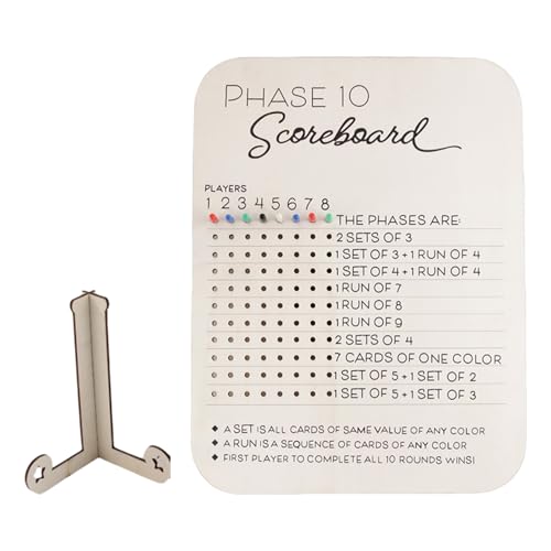 Lerpwige Holz Phase 10 Anzeigetafel Scoring Board Portable Travel Brettspiel Holz Phase 10 Score Board Für Partyfamilien Erwachsene von Lerpwige