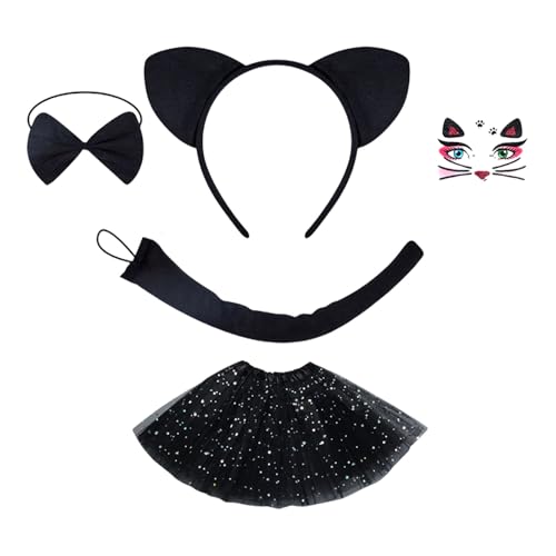 Lerpwige Katzen Kostüme Set Katzen Ohren Stirnband Schwanzkasten Tutus Gesichtsaufkleber Cosplay Kostüme Für Halloween Weihnachtsfeier Lerpwige Katzen Kostüme Set Katzen Ohren Stirnband Schwanzkasten Tutus Gesichtsaufkleber Cosplay Kostüme Für Halloween Weihnachtsfeier von Lerpwige