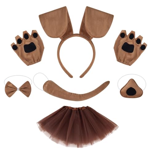 Lerpwige Kinder Cosplay Hunde Kostüm Set Mit Hunde Heckhund Ohr Ohrstirnband Nase Bowtie Rock Handschuhe Halloween Hundeoutfit Für Frauen Lerpwige Kinder Cosplay Hunde Kostüm Set Mit Hunde Heckhund Ohr Ohrstirnband Nase Bowtie Rock Handschuhe Halloween Hundeoutfit Für Frauen von Lerpwige