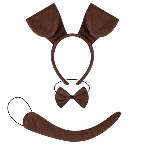 Lerpwige Kinder Cosplay Hunde Kostüm Set Mit Hunde Heckhund Ohr Ohrstirnband Nase Bowtie Rock Handschuhe Halloween Hundeoutfit Für Frauen von Lerpwige