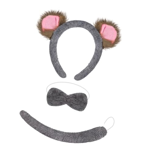 Lerpwige Koala-Ohren, Stirnband, Schwanz, Fliege, Koala-Kostüm, Zubehör, Halloween, Tier, Cosplay, Kostüme für Kinder, Erwachsene, Geschenke, Halloween, Cosplay, für Herren und Damen, 3 Stück von Lerpwige